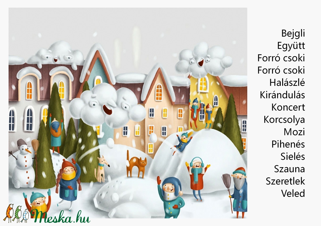 karácsonyi képeslap szókereső rejtvény keresztrejtvény mókás ajándék vicces ajándék keresd a párját scrable  -  - Meska.hu