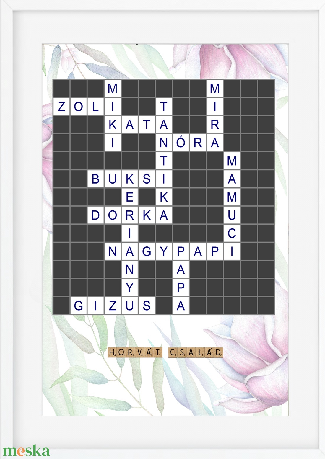 Egyedi névkirakó szókirakó scrabble szülinapi poszter kerettel, Nászajándék, Rejtvény családfa előszoba lakásavató házav - esküvő - emlék & ajándék - nászajándék - Meska.hu