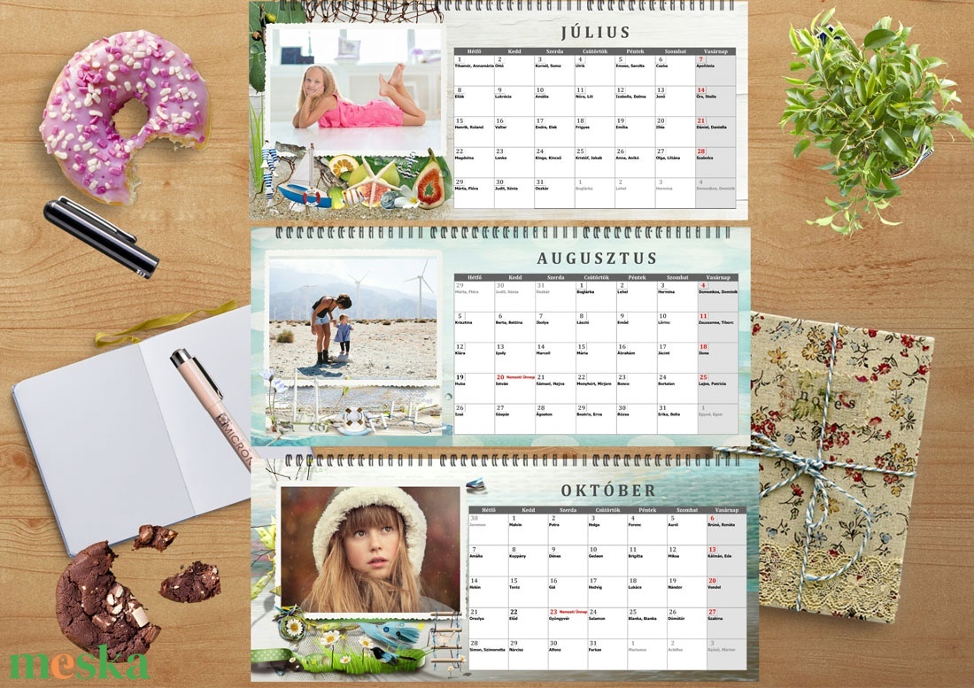 2024-es Fényképes asztali naptár 13 oldalas, Filofax határidőnapló fotós nagymama nagypapa unoka nőknek férfinak kutyás - otthon & lakás - papír írószer - naptár & tervező - Meska.hu