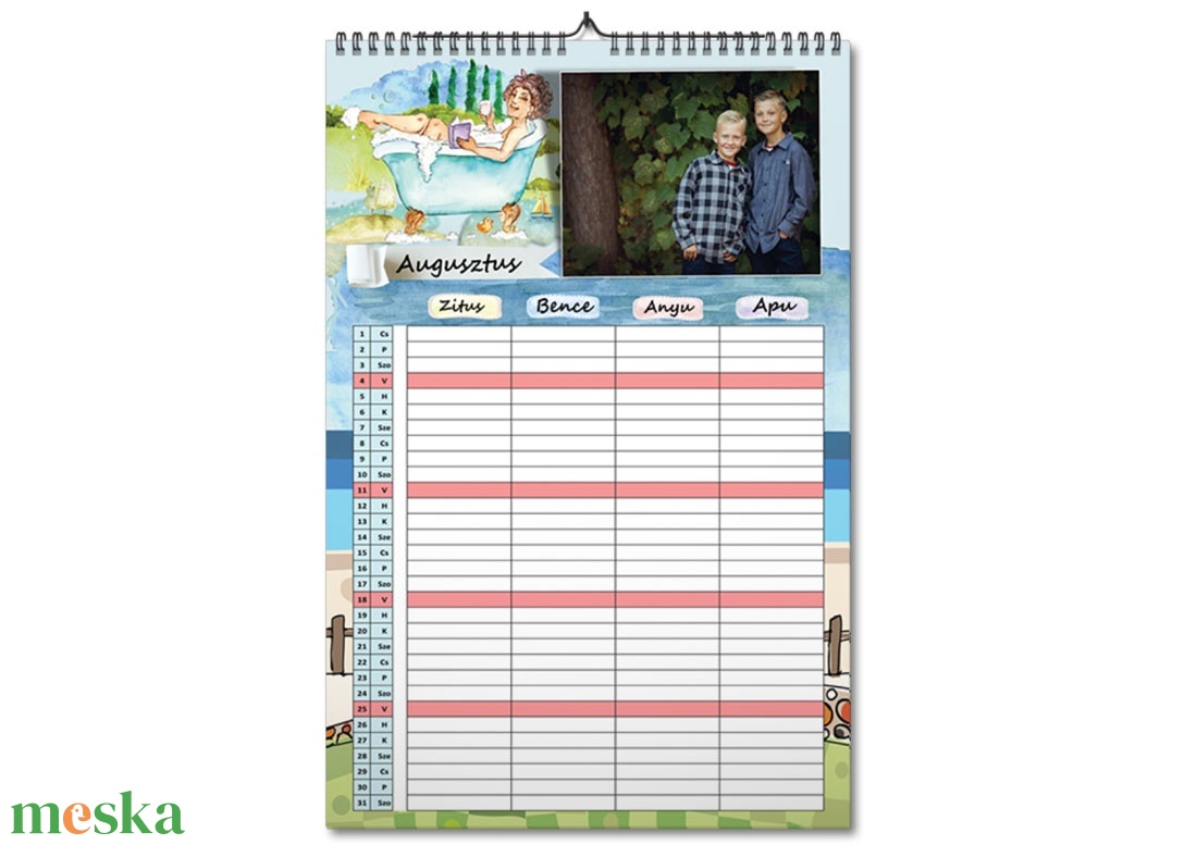 A3 fényképes családi rendező naptár falinaptár Fotós határidőnapló családi szervező nőnek anyának programfüzet planner - otthon & lakás - dekoráció - Meska.hu