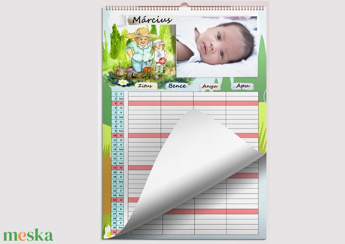 A3 fényképes családi rendező naptár falinaptár Fotós határidőnapló családi szervező nőnek anyának programfüzet planner - otthon & életmód - dekoráció - Meska.hu