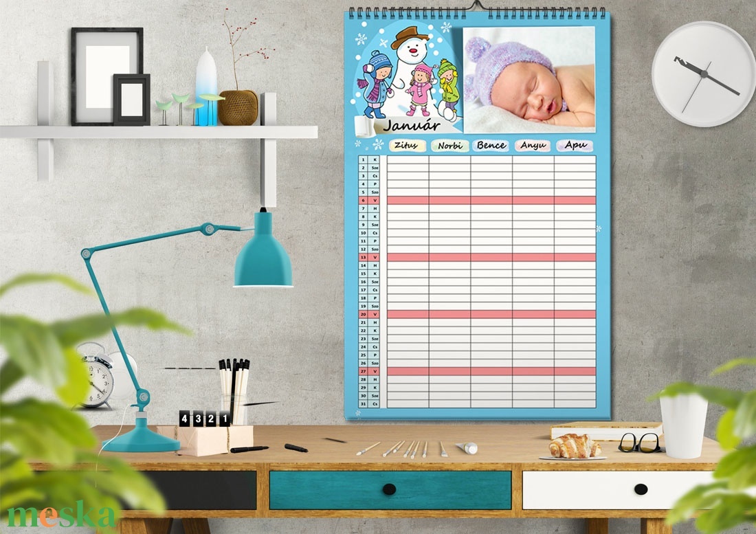 A3 fényképes családi rendező naptár falinaptár Fotós határidőnapló családi szervező nőnek anyának programfüzet planner - otthon & életmód - dekoráció - Meska.hu