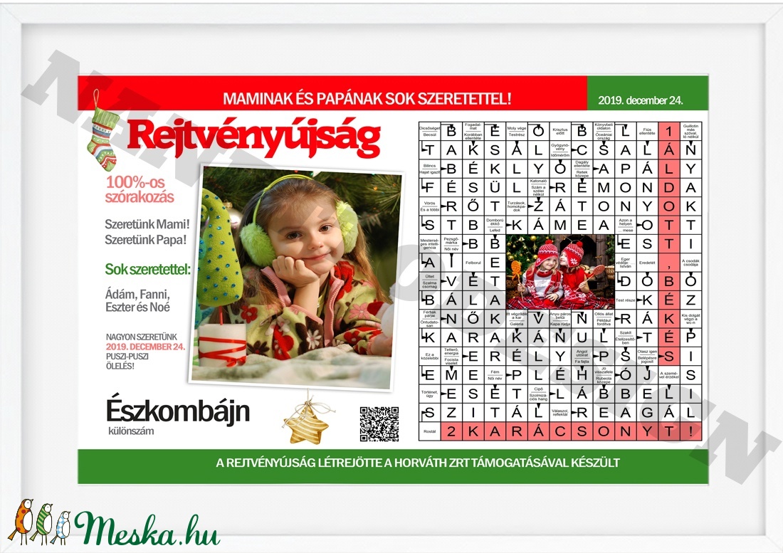 fényképes fix feliratos keresztrejtvény szókereső rejtvény gondolkodó találós kérdés egyedi bejelentőlap qr kódos vidám -  - Meska.hu