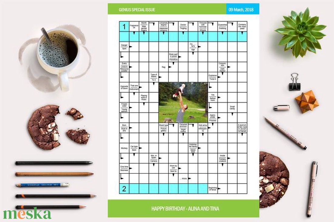 Egyedi fényképes skandináv rejtvény poszter kerettel, Szülinapi kerekévfordulós rejtvény rmagazin, Vicces bejelentés - esküvő - emlék & ajándék - nászajándék - Meska.hu