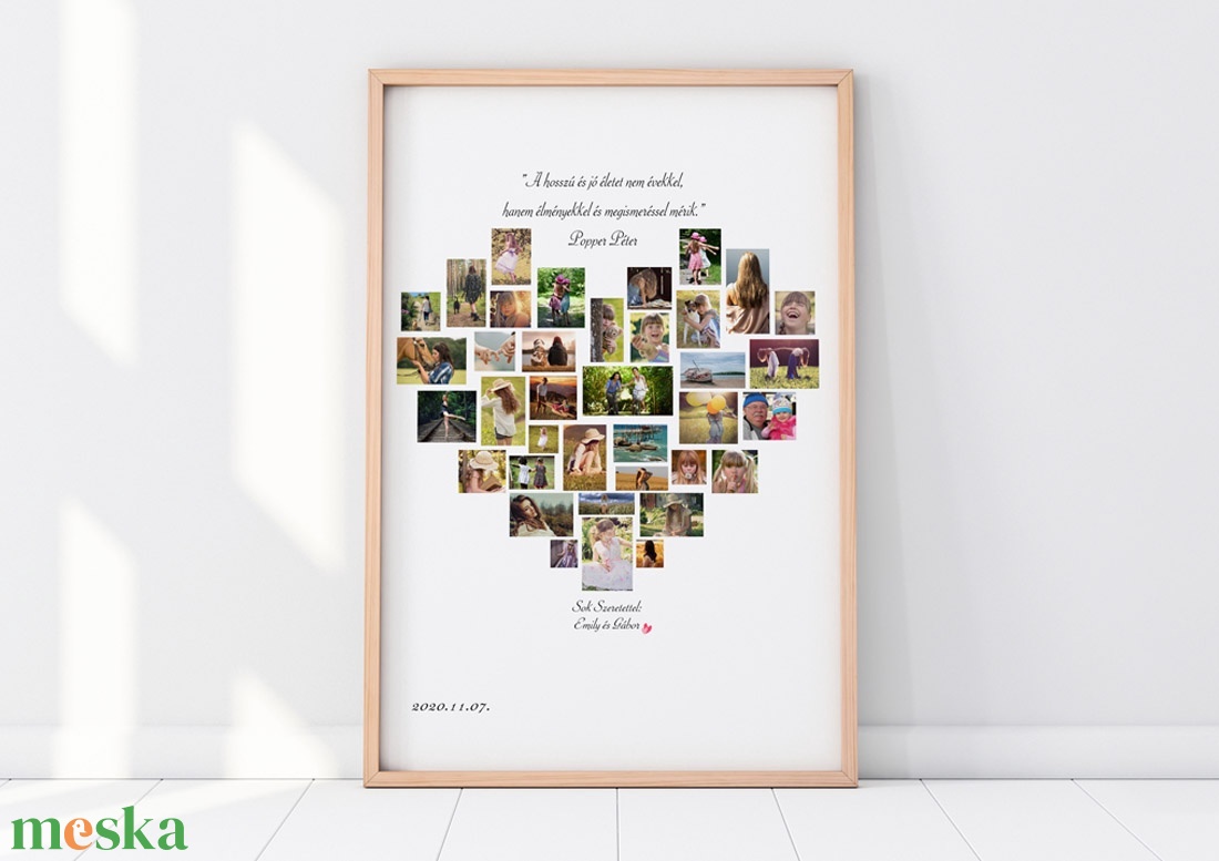 Egyedi szív alakú fényképes szülinapi poszter szivecskés fotókollázs Mamának unokától esküvőre szülinapra kerekévforduló - otthon & lakás - dekoráció - kép & falikép - poszter - Meska.hu