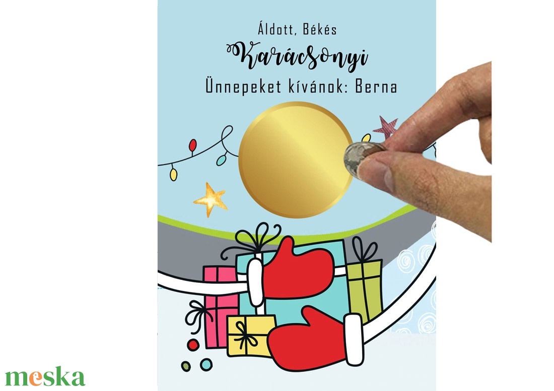 A6 os egyedi kaparós sorsjegy, meglepetés vicces ajándék, karácsonyi ajándékkisérő, képeslap, jókivánság, köszöntő, vers - karácsony - Meska.hu