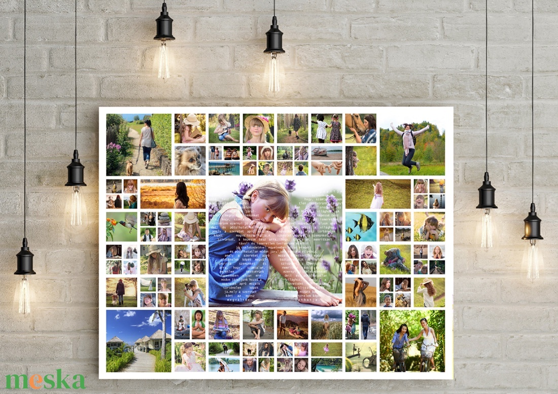 100 db fotóból készült fotókollázs montázs Kerekévfordulós ajándék 50 60 70 80 90 születésnap esküvő nászajándék nagyi - otthon & életmód - dekoráció - Meska.hu