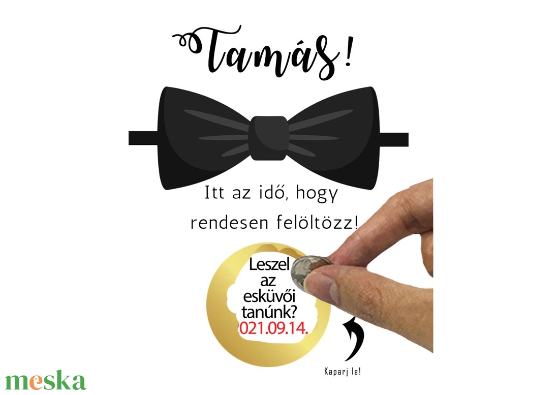 Tanúfelkérő kaparós sorsjegy, Vicces ajándék, esküvői kellék, Egyedi különleges képeslap, kisérőkártya enigma emléklap - otthon & életmód - papír, írószer - Meska.hu