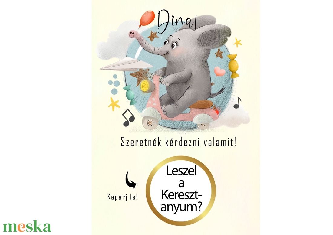 Keresztszülő felkérő kaparós sorsjegy, meghivó, felkérő, Képeslap titkos üzenettel keresztanyu keresztapu babaköszöntő - otthon & életmód - papír, írószer - Meska.hu