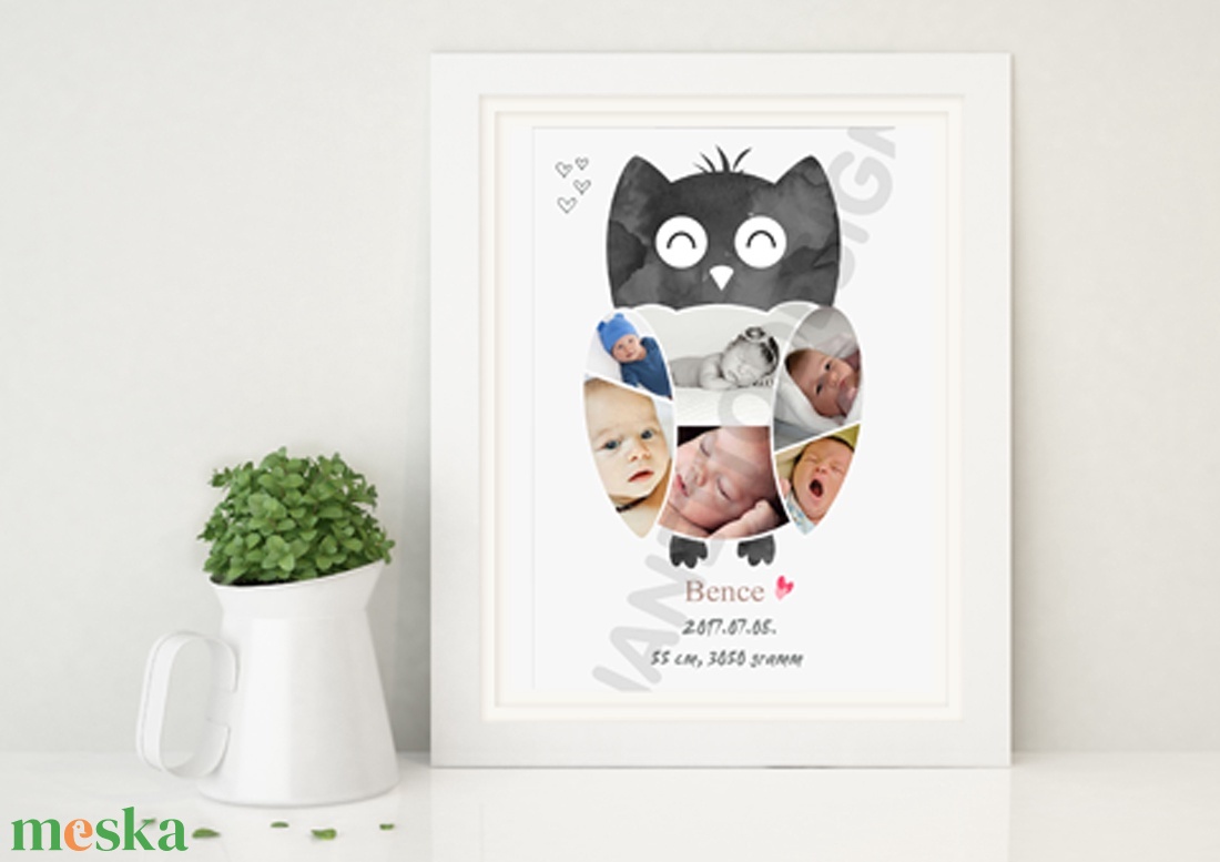 Fényképes baglyos babaposzter emléklap, Bagoly babastatisztika fotóval, Ajándék zsúrba, Babalátogató unisex - művészet - grafika & illusztráció - művészi nyomat - Meska.hu Fényképes baglyos babaposzter emléklap, Bagoly babastatisztika fotóval, Ajándék zsúrba, Babalátogató unisex - művészet - grafika & illusztráció - művészi nyomat - Meska.hu