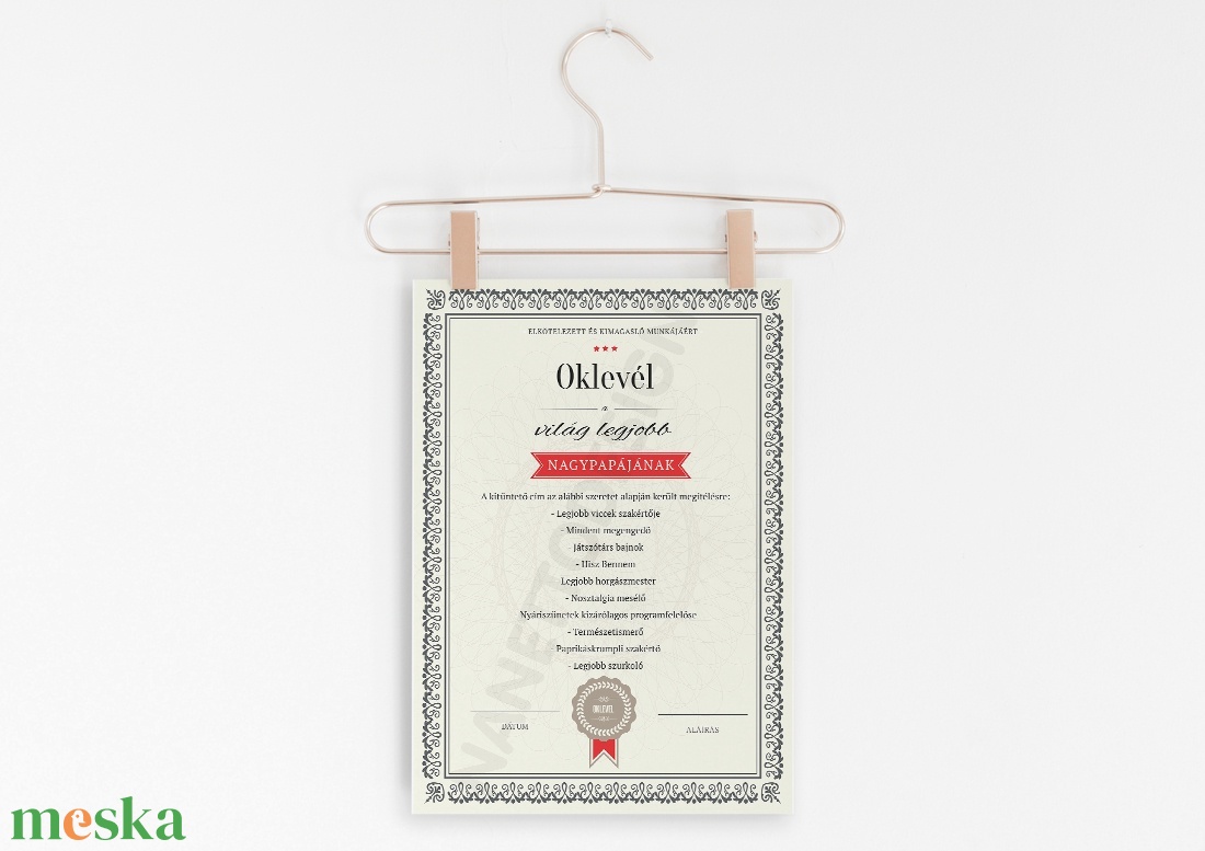 Egyedi legjobb apa, papa, oklevél kerettel, Vicces certification legjobb, kitüntetés szülinapi poszter, Anyunak kép - otthon & életmód - dekoráció - kép & falikép - poszter - Meska.hu