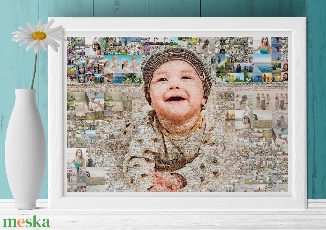 Fotómozaik mozaikfotó mozaikkép fotó fényképes kollázs, Születésnap szülinapi poszter nászajándék esküvő kerek évforduló - otthon & életmód - dekoráció - kép & falikép - mozaik kép - Meska.hu