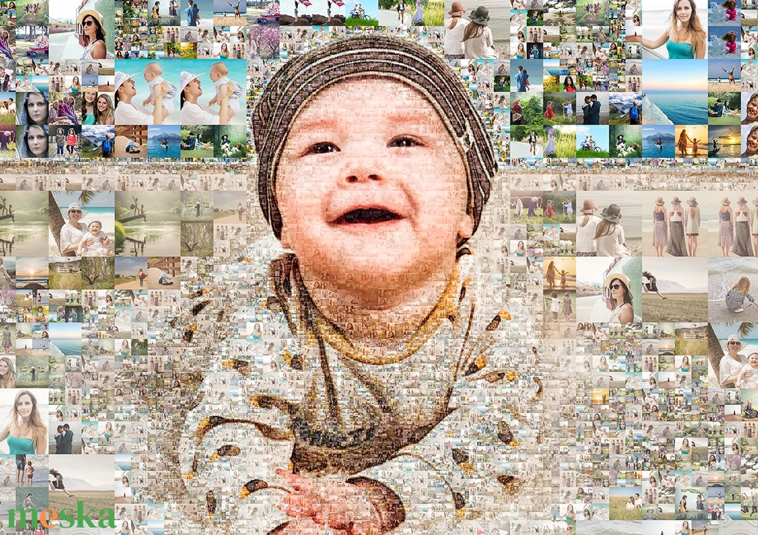 Fotómozaik mozaikfotó mozaikkép fotó fényképes kollázs, Születésnap szülinapi poszter nászajándék esküvő kerek évforduló - otthon & életmód - dekoráció - kép & falikép - mozaik kép - Meska.hu