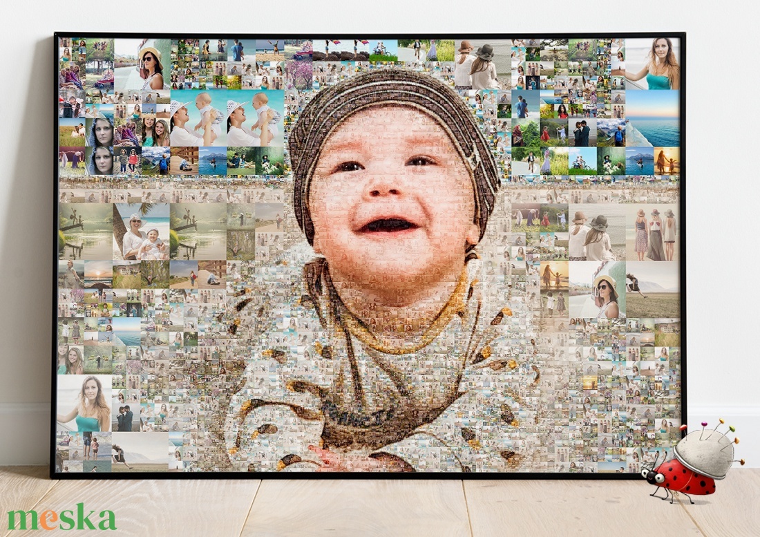Fotómozaik mozaikfotó mozaikkép fotó fényképes kollázs, Születésnap szülinapi poszter nászajándék esküvő kerek évforduló - otthon & életmód - dekoráció - kép & falikép - mozaik kép - Meska.hu