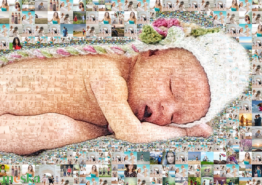 Fotómozaik mozaikfotó mozaikkép fotó fényképes kollázs, Születésnap szülinapi poszter nászajándék esküvő kerek évforduló - otthon & életmód - dekoráció - kép & falikép - mozaik kép - Meska.hu