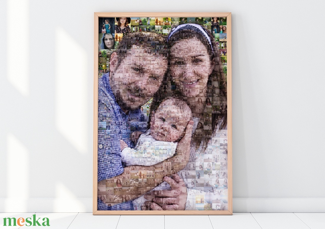Fotómozaik mozaikfotó mozaikkép fotó fényképes kollázs, családról családi fotó family portrait portré szülinapra esküvő - otthon & életmód - dekoráció - kép & falikép - mozaik kép - Meska.hu
