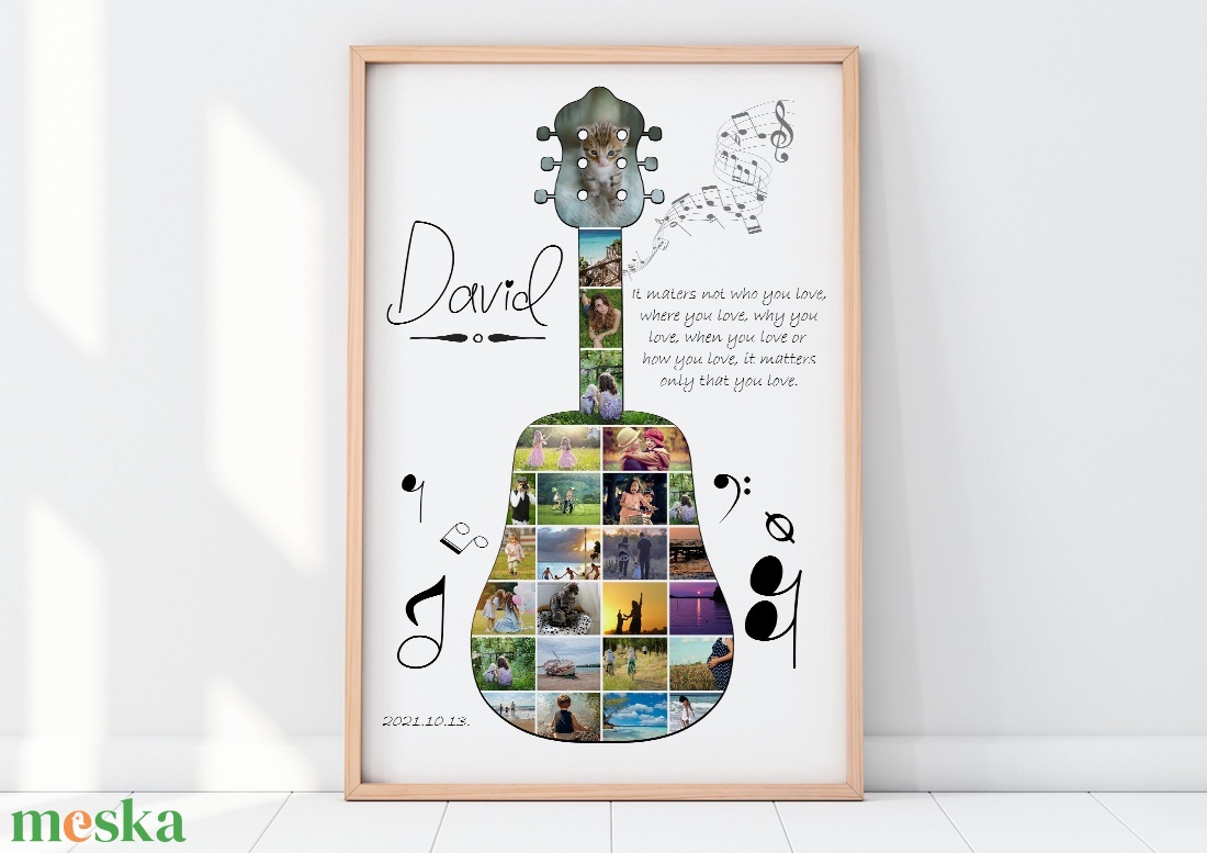 Egyedi gitáros fényképes szülinapi poszter, apának, kerek évforduló metál tanárnak zenetanár személyreszóló nászajándék - otthon & lakás - dekoráció - kép & falikép - poszter - Meska.hu