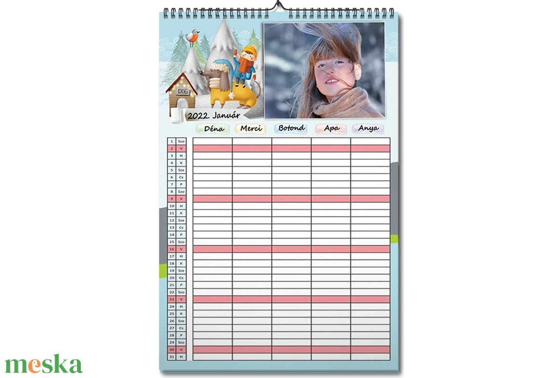 2024-es Fényképes családi rendező naptár falinaptár A3-as - otthon & életmód - dekoráció - fali és függő dekoráció - falinaptár & öröknaptár - Meska.hu