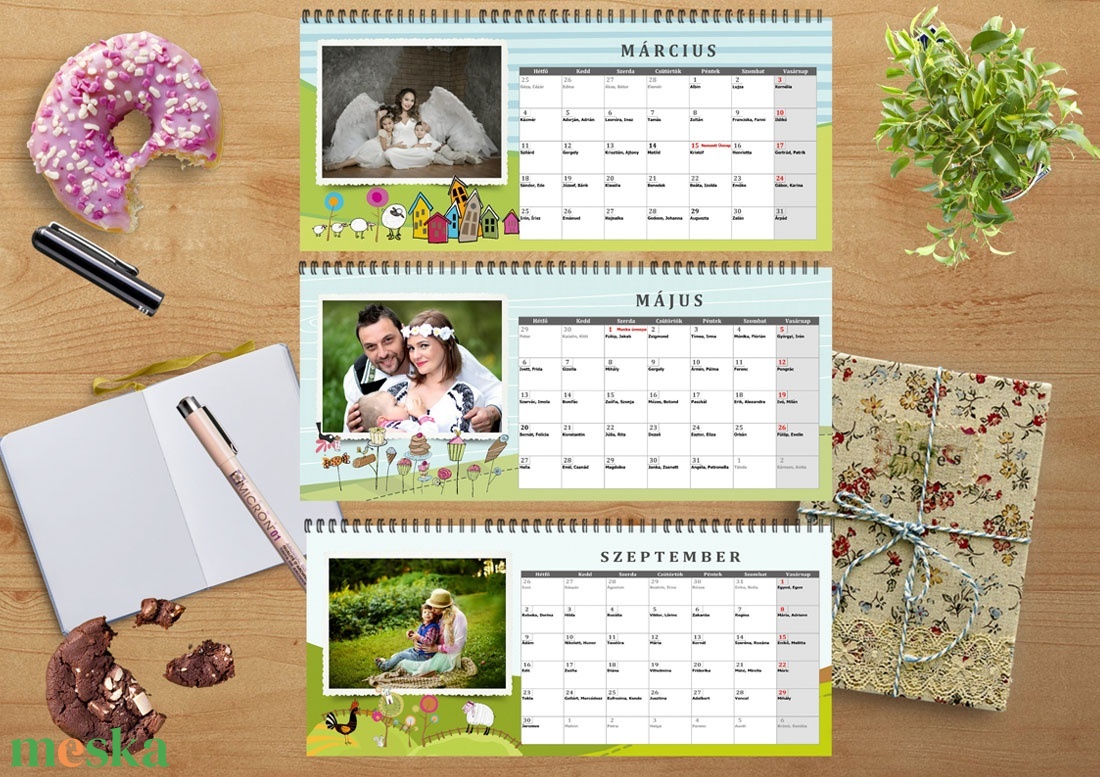 2022-es Fényképes asztali naptár 13 oldalas, Filofax határidőnapló fotós nagymama nagypapa unoka nőknek férfinak kutyás - otthon & lakás - papír írószer - naptár & tervező - Meska.hu