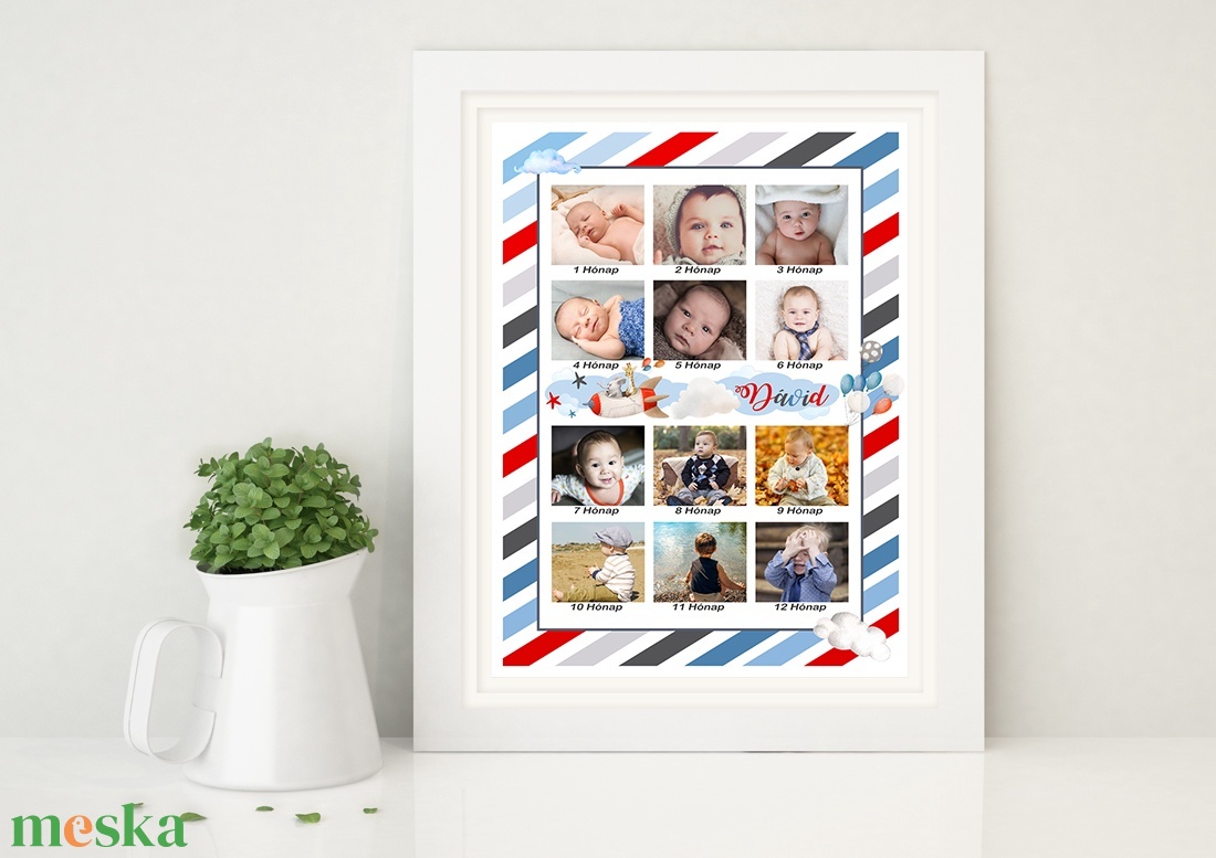 1 éves kisfiú születésnapi emléklap poszter, Egyedi személyre szóló keresztszülő szülinapi mérföldkő babastatisztika - otthon & lakás - dekoráció - kép & falikép - poszter - Meska.hu
