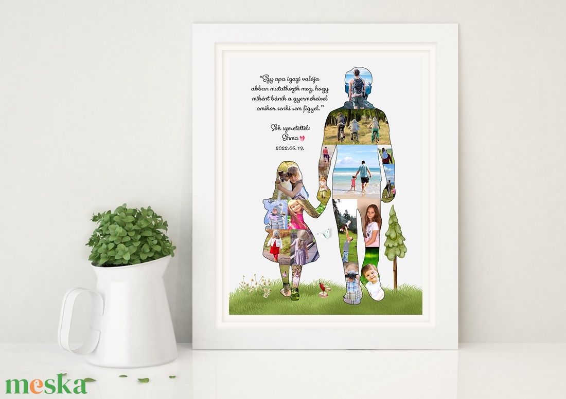 Fényképes Apa lánya poszter szülinapira Nagymamának nagypapának nagyszülőknek Fotókollázs unoka fotókkal, Papa mama  Apa - otthon & életmód - dekoráció - kép & falikép - poszter - Meska.hu
