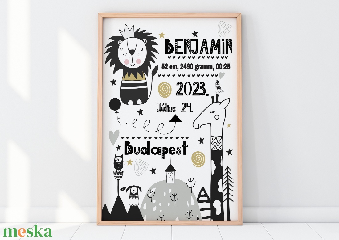 Kisfiú emléklap baba statisztika poszter mérföldkő Szülinapi babalátogató ajándék, Gyermekáldás babalátogatásra kisbaba - otthon & életmód - dekoráció - kép & falikép - poszter - Meska.hu