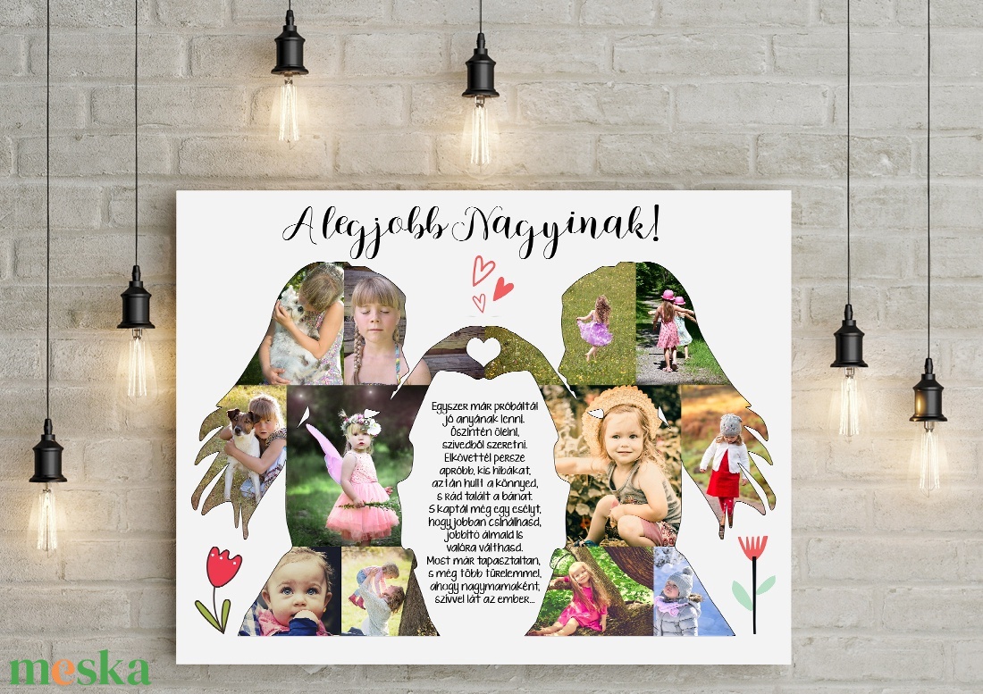 Fényképes unoka poszter nagymamának nagypapának nagyszülők Szülinap Papa Mama Nagyi kislányok - otthon & életmód - dekoráció - kép & falikép - poszter - Meska.hu