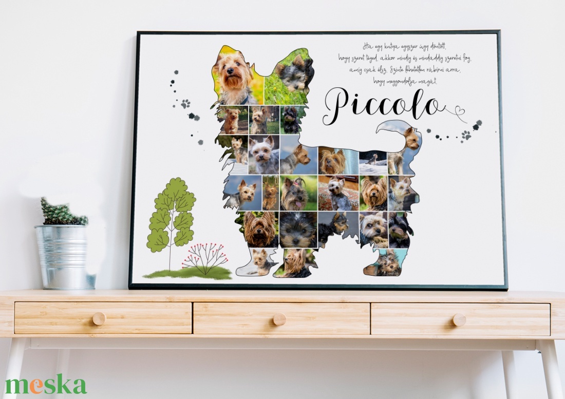 Egyedi Yorkie, Yorkshire terrier fotókollázs, kutyusus kutyák szerelmeseinek, kutyarajongó, állatbarátoknak állatos kép - otthon & életmód - dekoráció - fali és függő dekoráció - falra akasztható dekor - Meska.hu