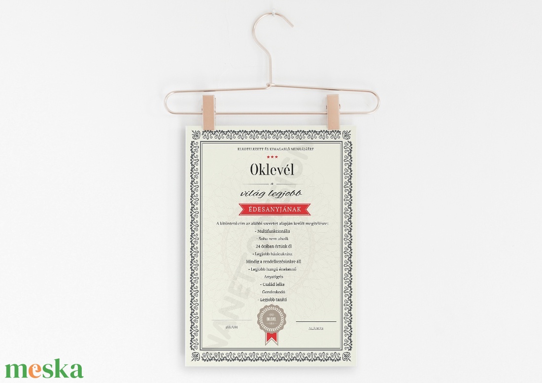 Legjobb Anya, anyáknapja Legjobb Anyu, Édesanya, Mama oklevél, certification, legjobb, kitüntetés Szülinapi poszter - otthon & életmód - dekoráció - kép & falikép - poszter - Meska.hu