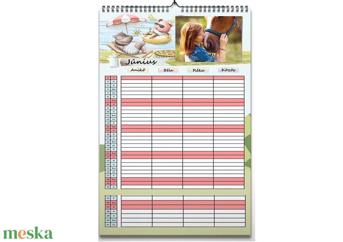 Családi rendező fényképes falinaptár, 2026-os karácsonyi ajándék, ajándékkisérő, képeslap - otthon & életmód - dekoráció - fali és függő dekoráció - falinaptár & öröknaptár - Meska.hu