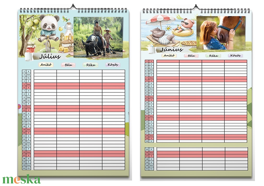 Családi rendező fényképes falinaptár, 2026-os karácsonyi ajándék, ajándékkisérő, képeslap - otthon & életmód - dekoráció - fali és függő dekoráció - falinaptár & öröknaptár - Meska.hu