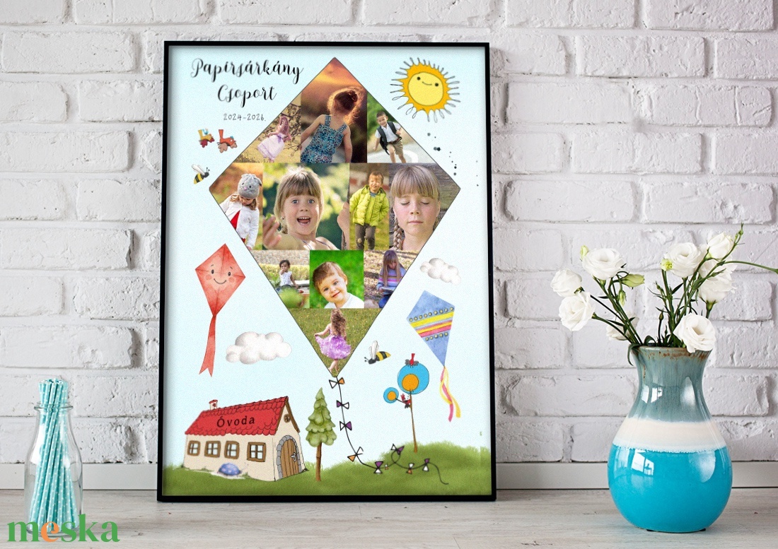 Legjobb óvó néni ajándék, Fényképes Óvodai Ballagási Tabló, Bölcsőde, Papirsárkány Csoport, Óvónéni Dadusoknak Poszter  - otthon & életmód - dekoráció - kép & falikép - poszter - Meska.hu