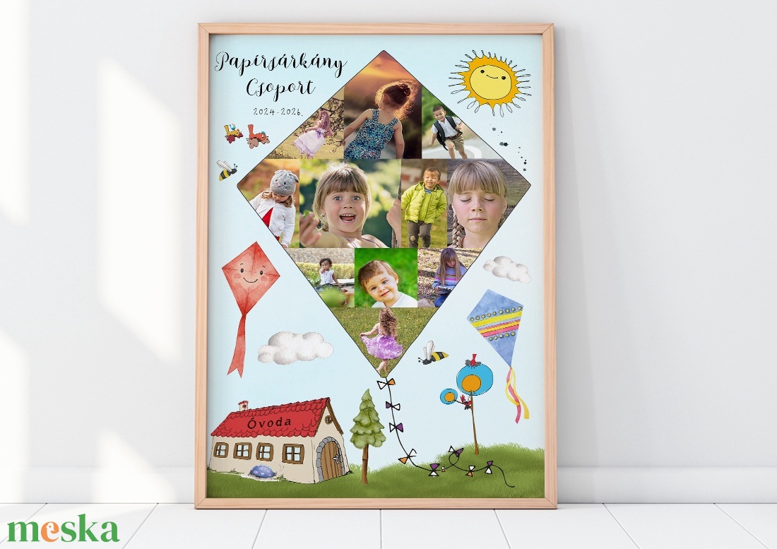 Legjobb óvó néni ajándék, Fényképes Óvodai Ballagási Tabló, Bölcsőde, Papirsárkány Csoport, Óvónéni Dadusoknak Poszter  - otthon & életmód - dekoráció - kép & falikép - poszter - Meska.hu