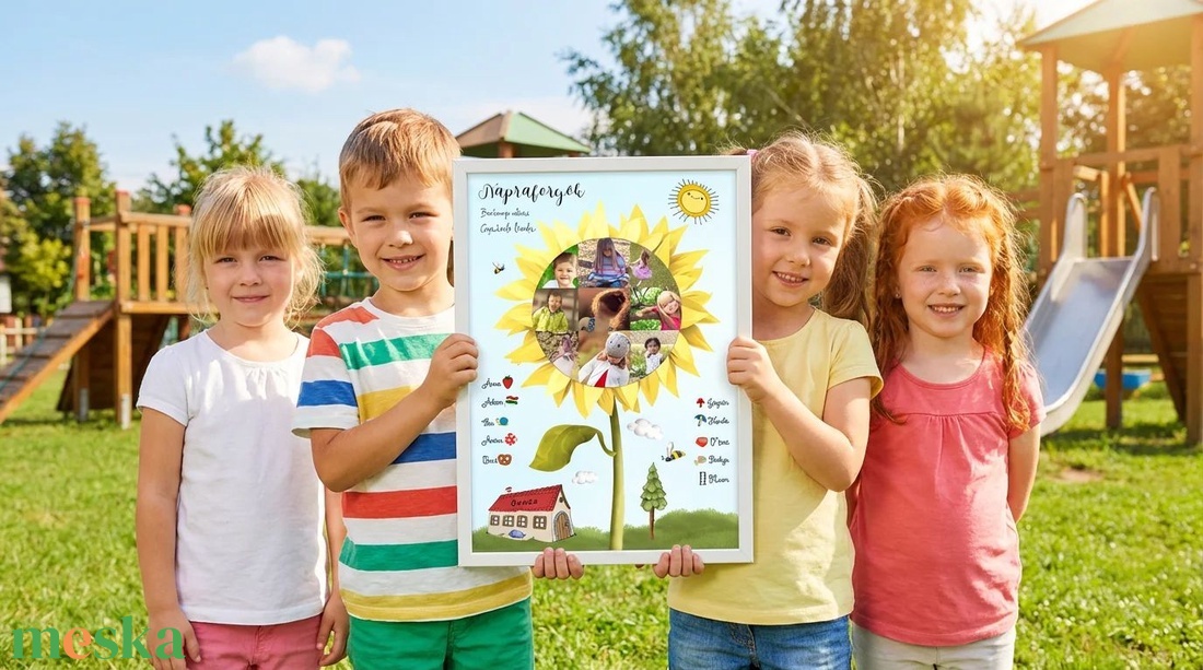 Legjobb óvó néni ajándék, Fényképes Óvodai Ballagási Tabló, Bölcsőde, Napraforgó Csoport, Óvónéni. Dadusoknak Poszter  - otthon & életmód - dekoráció - kép & falikép - poszter - Meska.hu