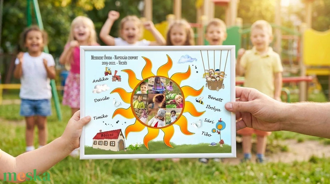 Legjobb óvó néni ajándék, Fényképes Óvodai Ballagási Tabló, Bölcsőde, Napocska Csoport, Óvónéniknek Dadusnak Poszter  - otthon & életmód - dekoráció - kép & falikép - poszter - Meska.hu