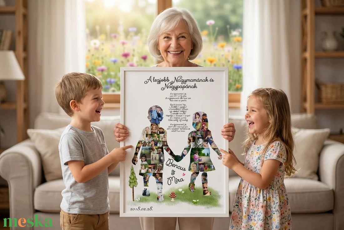 Egyedi fényképes unokás családi poszter nagyszülőknek, szülőknek � fotókollázs poszter - otthon & életmód - dekoráció - kép & falikép - poszter - Meska.hu