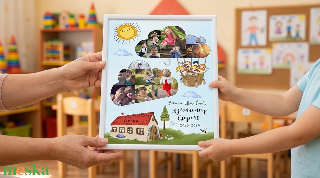 Legjobb óvó néni ajándék, Fényképes Óvodai Ballagási Tabló, Bölcsőde, Hőlégballon Csoport, Óvónéni, Dadusoknak Poszter  - otthon & életmód - dekoráció - kép & falikép - poszter - Meska.hu