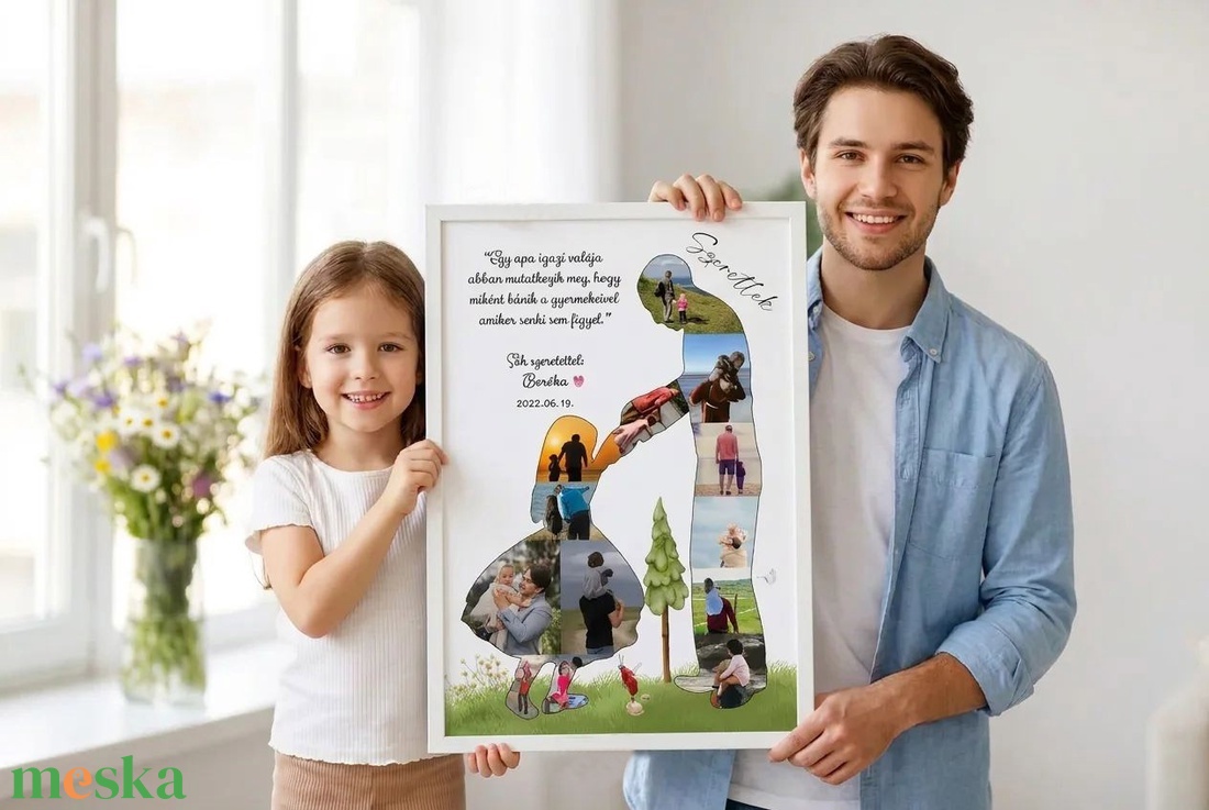 Fényképes Apa lánya poszter Legjobb Apa, Nagypapa, Fotókollázs poszter, Unokáktól Család Papa Apunak - otthon & életmód - dekoráció - kép & falikép - poszter - Meska.hu