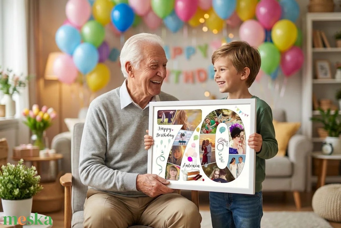 Szülinapi fényképes szám poszter, 30-as 40-es 50, 60, 70 születésnap évfordulóra fotós ajándék nagyinak papának feleség - otthon & életmód - dekoráció - kép & falikép - poszter - Meska.hu