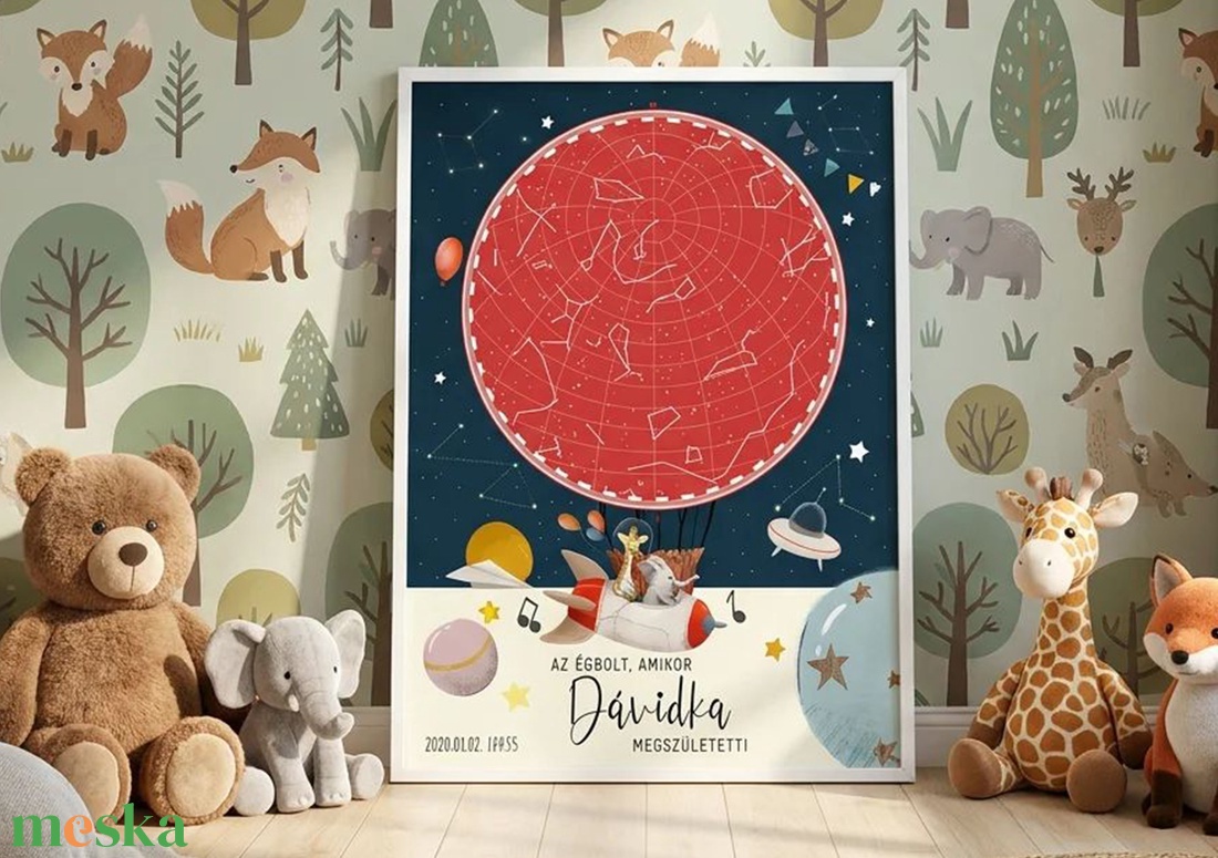 Csillagtérkép poszter, Kisfiú Kislány Unisex Újszülött Keresztelő Babaváró Buli, Csillagkép, Horoszkóp, Mérföldkő Névadó - baba - mama - babaszoba dekoráció - babaszoba kép - Meska.hu
