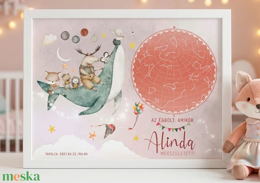 Csillagtérkép poszter Kislány Kisbaba Újszülött Keresztelőre. Babaváró Buli, Csillagkép, Horoszkóp, Mérföldkő Névadó - baba - mama - babaszoba dekoráció - babaszoba kép - Meska.hu