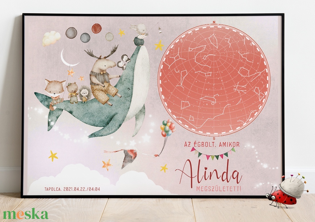 Csillagtérkép poszter Kislány Kisbaba Újszülött Keresztelőre. Babaváró Buli, Csillagkép, Horoszkóp, Mérföldkő Névadó - baba - mama - babaszoba dekoráció - babaszoba kép - Meska.hu