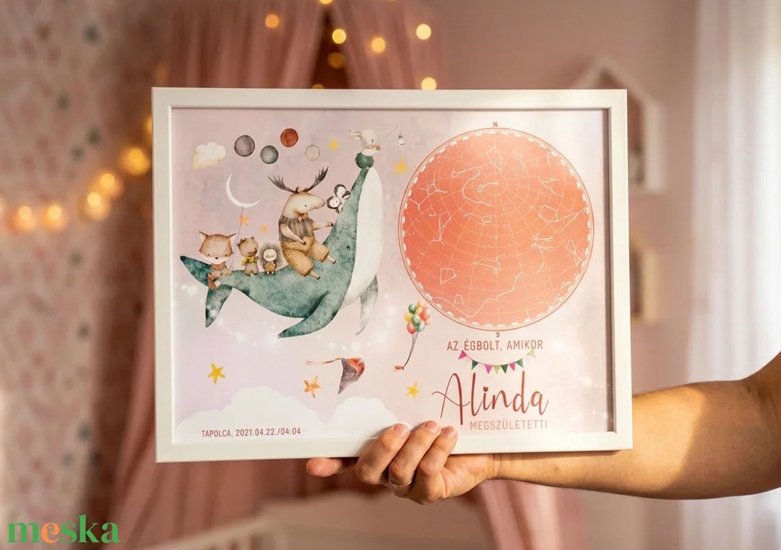 Csillagtérkép poszter Kislány Kisbaba Újszülött Keresztelőre. Babaváró Buli, Csillagkép, Horoszkóp, Mérföldkő Névadó - baba - mama - babaszoba dekoráció - babaszoba kép - Meska.hu