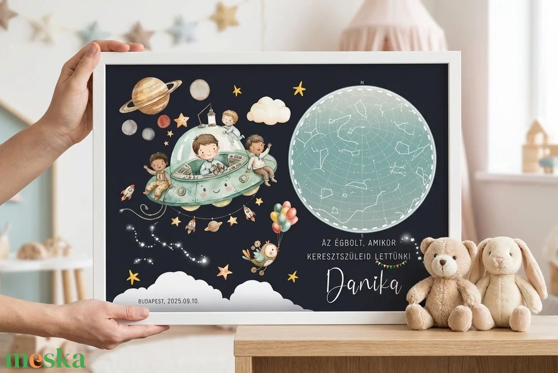 Csillagtérkép poszter, Kisfiú Kisbaba Újszülött, Keresztelő, Babaváró Buli, Csillagkép, Horoszkóp, Mérföldkő Névadó - otthon & életmód - dekoráció - kép & falikép - poszter - Meska.hu