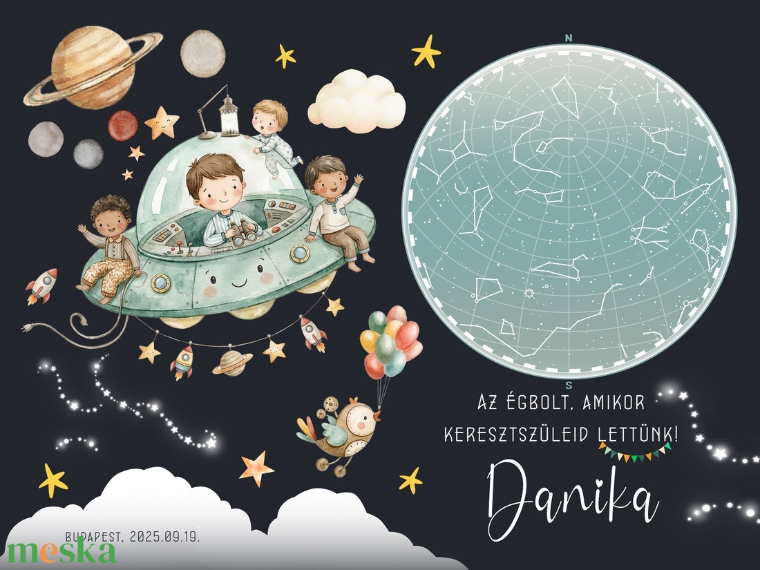 Csillagtérkép poszter, Kisfiú Kisbaba Újszülött, Keresztelő, Babaváró Buli, Csillagkép, Horoszkóp, Mérföldkő Névadó - otthon & életmód - dekoráció - kép & falikép - poszter - Meska.hu
