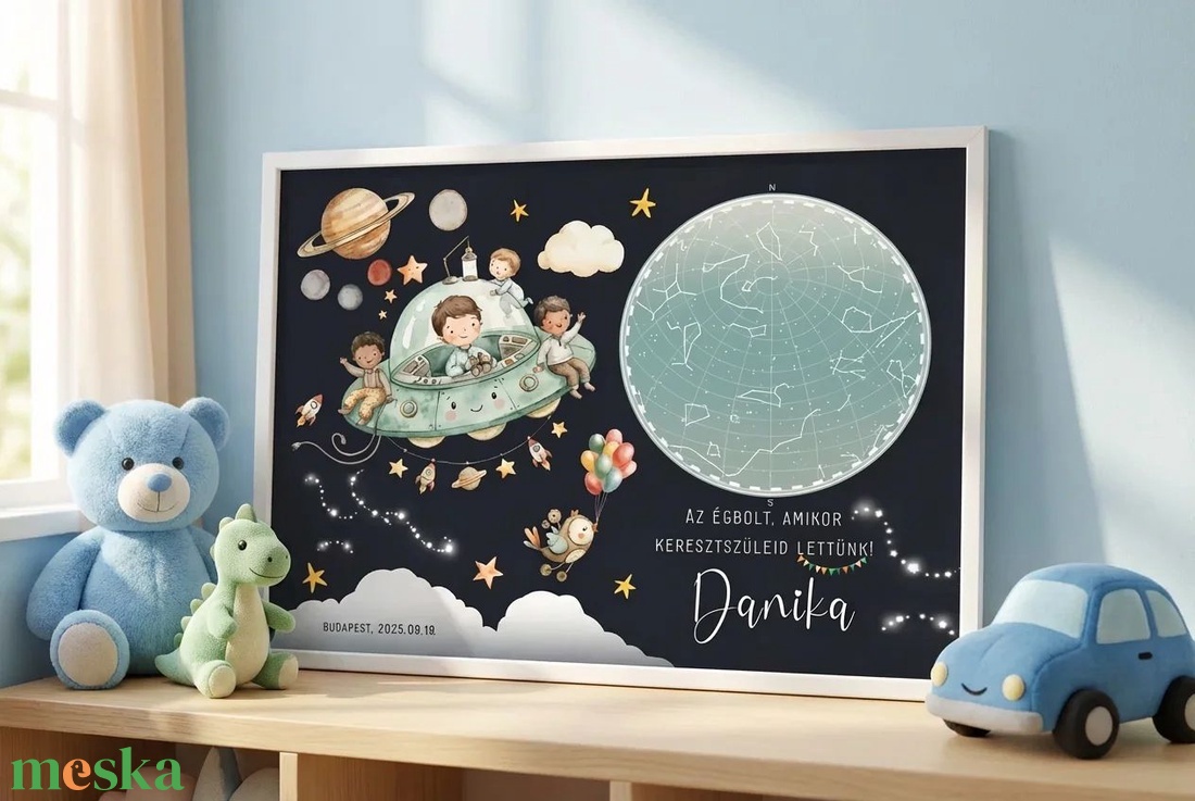 Csillagtérkép poszter, Kisfiú Kisbaba Újszülött, Keresztelő, Babaváró Buli, Csillagkép, Horoszkóp, Mérföldkő Névadó - otthon & életmód - dekoráció - kép & falikép - poszter - Meska.hu