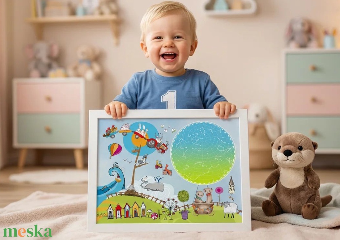 Csillagtérkép poszter, Kisfiú Kisbaba Újszülött, Keresztelő, Babaváró Buli, Csillagkép, Horoszkóp, Mérföldkő Névadó - otthon & életmód - dekoráció - kép & falikép - poszter - Meska.hu