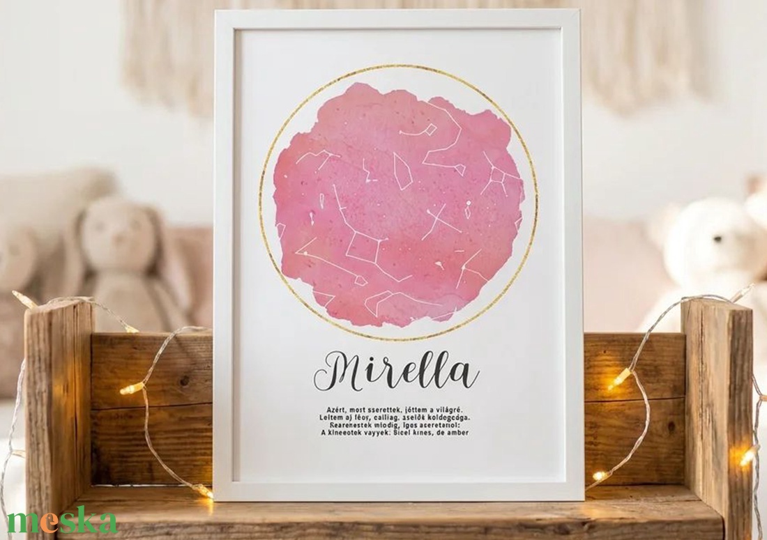 Csillagtérkép poszter Kislány, Kisbaba, Újszülött Keresztelőre. Babaváró Buli, Csillagkép, Horoszkóp, Mérföldkő Névadó - baba - mama - babaszoba dekoráció - babaszoba kép - Meska.hu