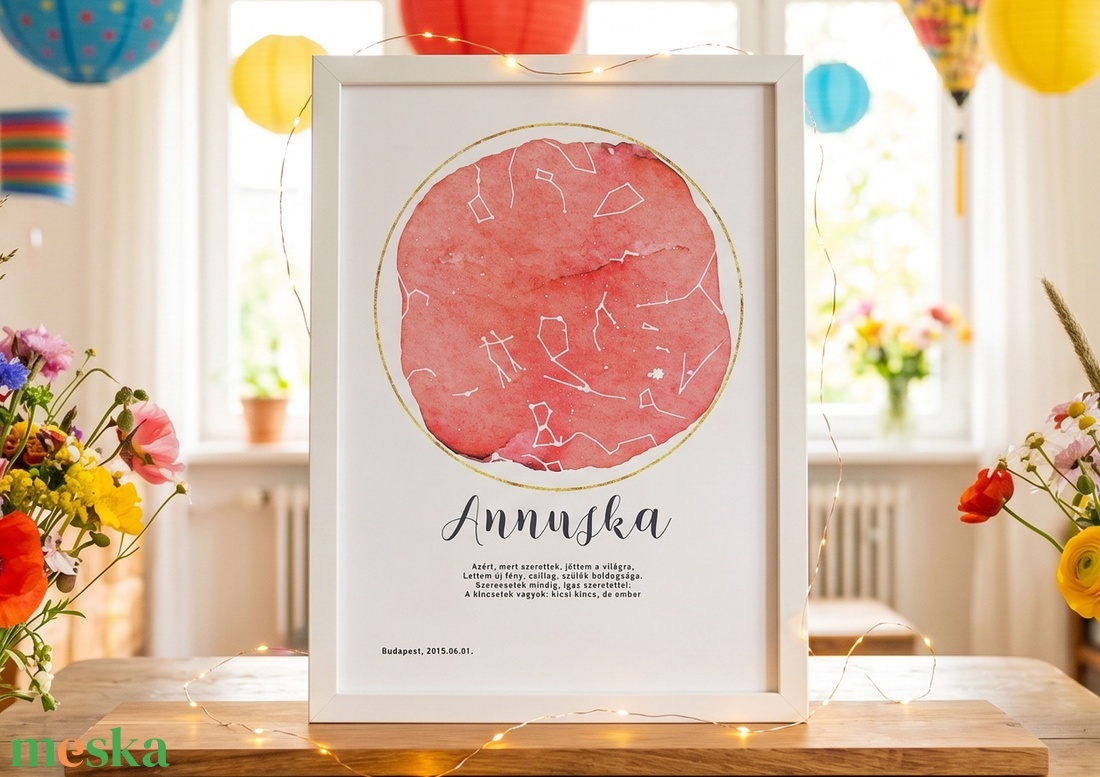 Csillagtérkép poszter Lányomnak, Barátnőmnek, Esküvő, Szülinap Évforduló Szerelmes falidekor Anyának - otthon & életmód - dekoráció - kép & falikép - poszter - Meska.hu