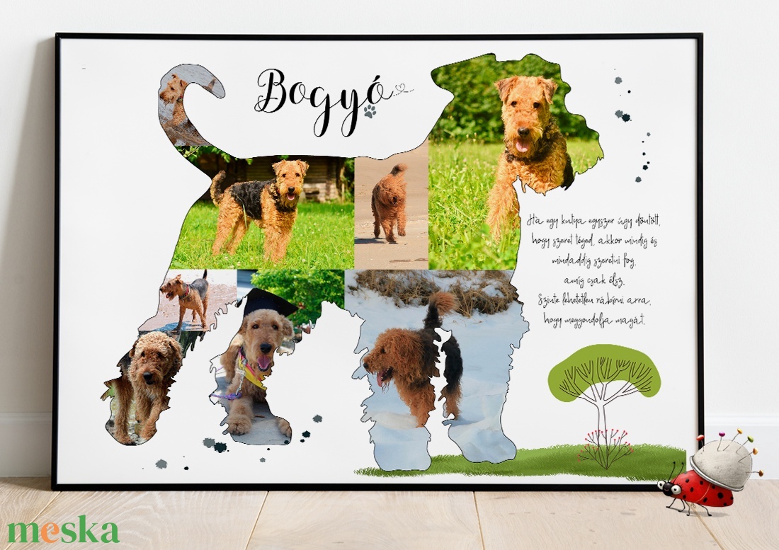 Airedale terrier kutyus kutya falidekoráció, kutyák szerelmeseinek, születésnapra, Vicces, Frappáns, Szülinapi ajándék - otthon & életmód - dekoráció - kép & falikép - poszter - Meska.hu